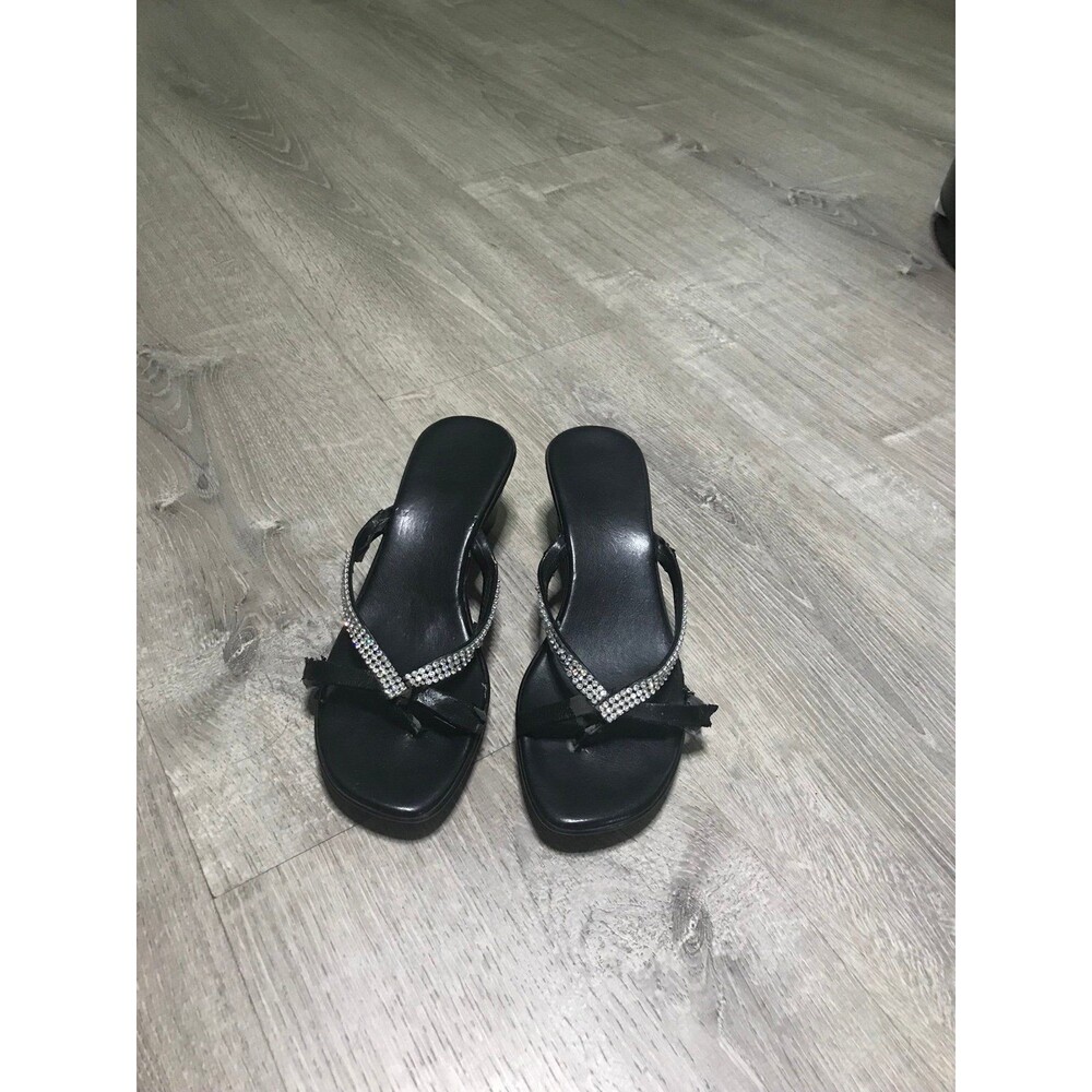 Women's Black Embellished Heeled Sandals